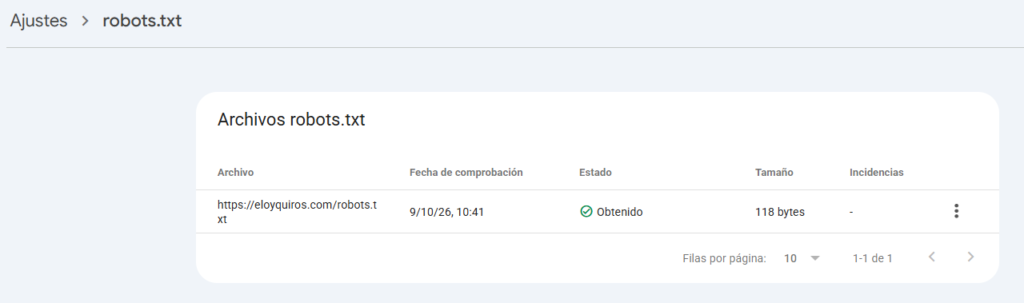 robots.txt en Google Search Console